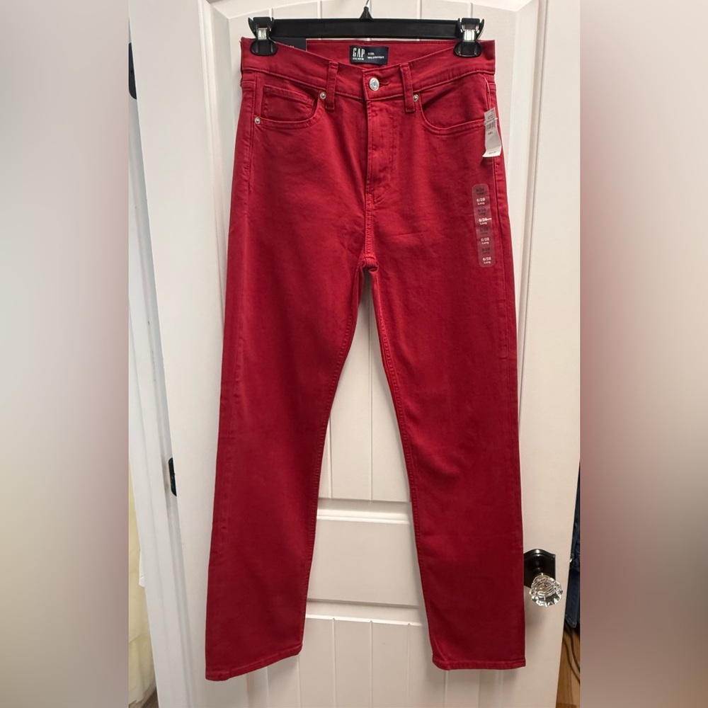 Gap Jeans Womens 90s Red Loose Fit Straight High Rise Stretch Denim Size 6/28L